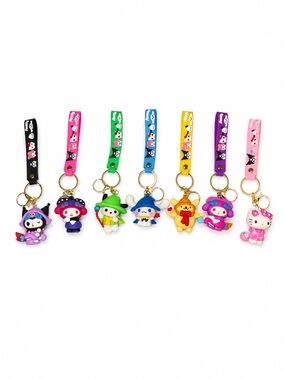 Sanrio Character Wristlet Keychain Bundle Hello Kitty Kuromi